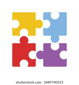 puzzle pieces icon vector logo design illustration flat design