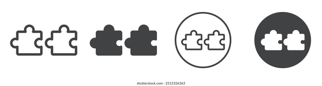 Puzzle pieces icon Vector logo outline