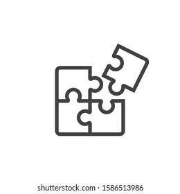 Puzzle pieces icon vector on white background