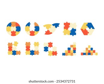 Puzzle Pieces Illustration Element Set 