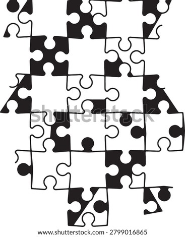 Puzzle pieces, incomplete picture, problem-solving, graphic design. Abstract pattern.