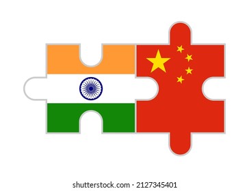 Puzzle Pieces India China Flags Vector Stock Vector (Royalty Free ...