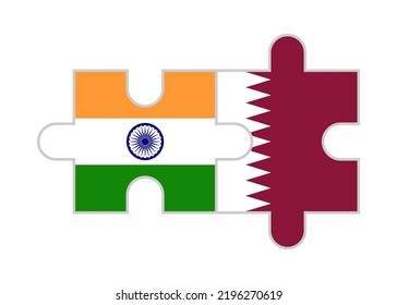 puzzle pieces of india and qatar flags. vector illustration isolated on white background