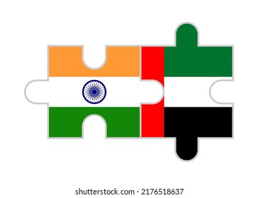 puzzle pieces of india and united arab emirates flags. vector illustration isolated on white background
