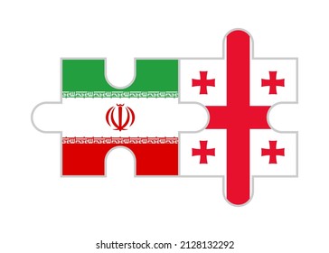 puzzle pieces of iran and georgia flags. vector illustration isolated on white background