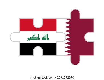 puzzle pieces of iraq and qatar flags. vector illustration isolated on white background