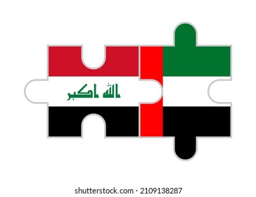 puzzle pieces of iraq and uae flags. vector illustration isolated on white background
