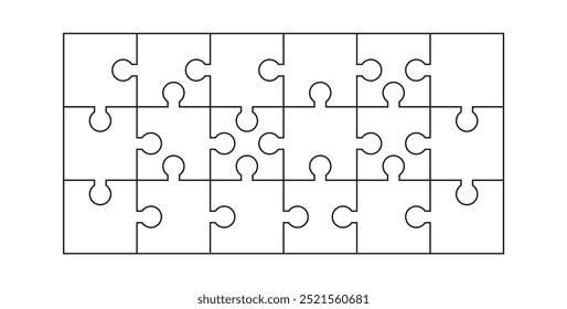 Puzzle Pieces Isolated on White Background. Vector template jigsaw puzzle