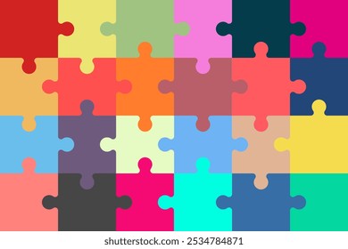 Puzzle Pieces Isolated on White Background. jigsaw puzzle pieces silhouette. Perfect jigsaw puzzle vector for concept illustrations.  Puzzle pieces vector set. Vector illustration. EPS 10