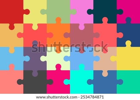 Puzzle Pieces Isolated on White Background. jigsaw puzzle pieces silhouette. Perfect jigsaw puzzle vector for concept illustrations.  Puzzle pieces vector set. Vector illustration. EPS 10