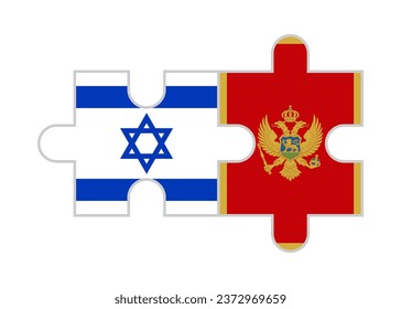 puzzle pieces of israel and montenegro flags. vector illustration isolated on white background