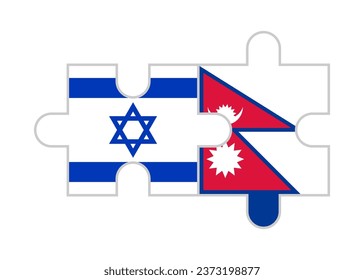 puzzle pieces of israel and nepal flags. vector illustration isolated on white background