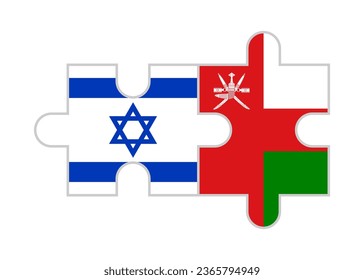 puzzle pieces of israel and oman flags. vector illustration isolated on white background