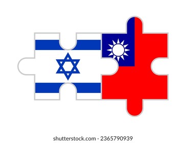 puzzle pieces of israel and taiwan flags. vector illustration isolated on white background
