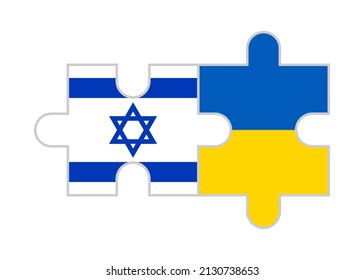 puzzle pieces of israel and ukraine flags. vector illustration isolated on white background	
