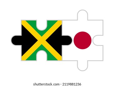 puzzle pieces of jamaica and japan flags. vector illustration isolated on white background