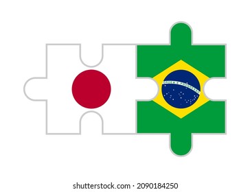 puzzle pieces of japan and brazil flags. vector illustration isolated on white background