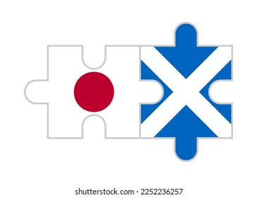 puzzle pieces of japan and scotland flags. vector illustration isolated on white background
