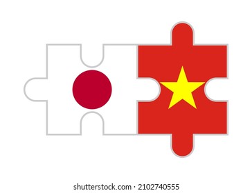 puzzle pieces of japan and vietnam flags. vector illustration isolated on white background
