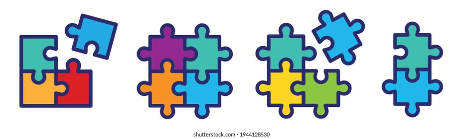 Puzzle pieces jigsaw game vector illustration. Teamwork icon concept, problem solving, business solution.