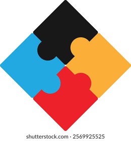 Puzzle Pieces Jigsaw Icon Vector Flat Illustration