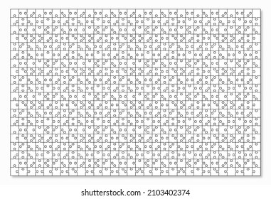 Puzzle pieces. Jigsaw outline grid. Simple mosaic layout with separate shapes. Thinking game. Modern puzzle background. Laser cut frame. Vector illustration.