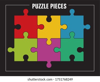 Puzzle Pieces Jigsaw Six Parts Vector Stock Vector (Royalty Free ...