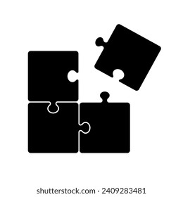 Puzzle pieces. Jigsaw template. Vector illustration with jigsaw 4 pieces.