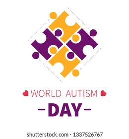 Puzzle pieces or jigsaw world autism day isolated icon slow developmental brain dysfunction socializing problem medicine and healthcare tolerance and solidarity day appreciation help or charity fund