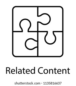 
Puzzle pieces joined together to give icon for related content 
