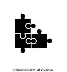 Puzzle Pieces Joined Together Symbolizing Critical Thinking Black Filled Icon