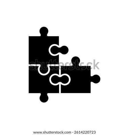 Puzzle Pieces Joined Together Symbolizing Critical Thinking Black Filled Icon