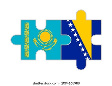 puzzle pieces of kazakhstan and bosnia flags. vector illustration isolated on white background