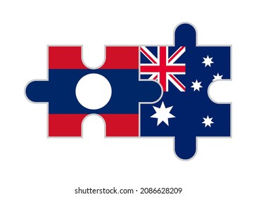 puzzle pieces of laos and australia flags. vector illustration isolated on white background