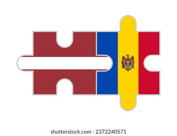 puzzle pieces of latvia and moldova flags. vector illustration isolated on white background