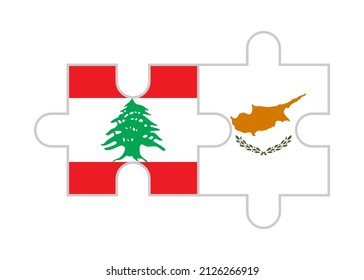 puzzle pieces of lebanon and cyprus flags. vector illustration isolated on white background