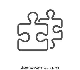 Puzzle Pieces Line Icon. Jigsaw Game Challenge Sign. Business Solution Symbol. Quality Design Element. Linear Style Puzzle Icon. Editable Stroke. Vector