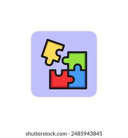 Puzzle pieces line icon. Teamwork, solution, strategy. Cooperation concept. Vector illustration can be used for topics like business, psychology, leisure