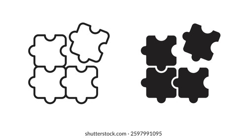 Puzzle pieces line icon vector set.