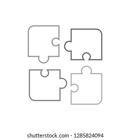 Puzzle pieces line icons