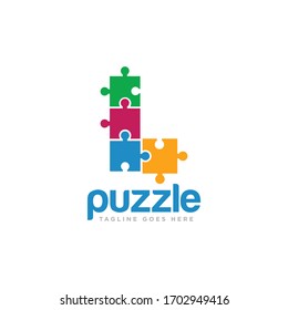 Puzzle Pieces Logo Design Vector