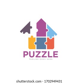 Puzzle Pieces Logo Design Vector
