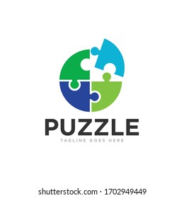 Puzzle Pieces Logo Design Vector