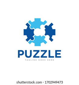 Puzzle Pieces Logo Design Vector