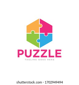 Puzzle Pieces Logo Design Vector