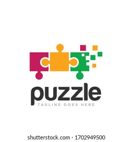 Puzzle Pieces Logo Design Vector