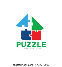 Puzzle Pieces Logo Design Vector
