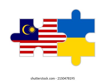 puzzle pieces of malaysia and ukraine flags. vector illustration isolated on white background