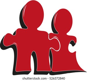 Puzzle pieces man and woman