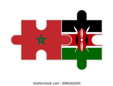 puzzle pieces of morocco and kenya flags. vector illustration isolated on white background
